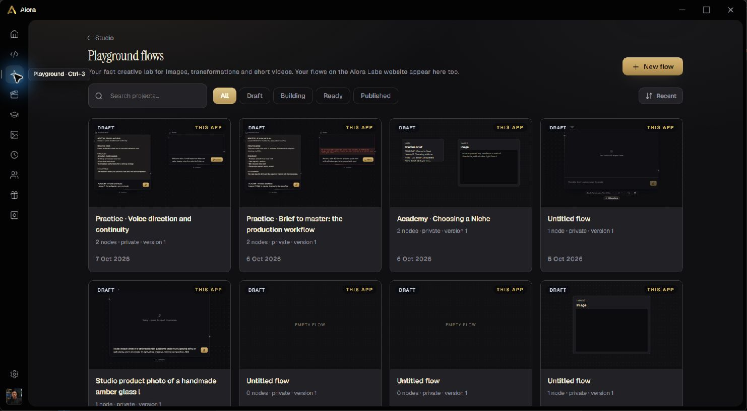 Aiora Windows app: Playground